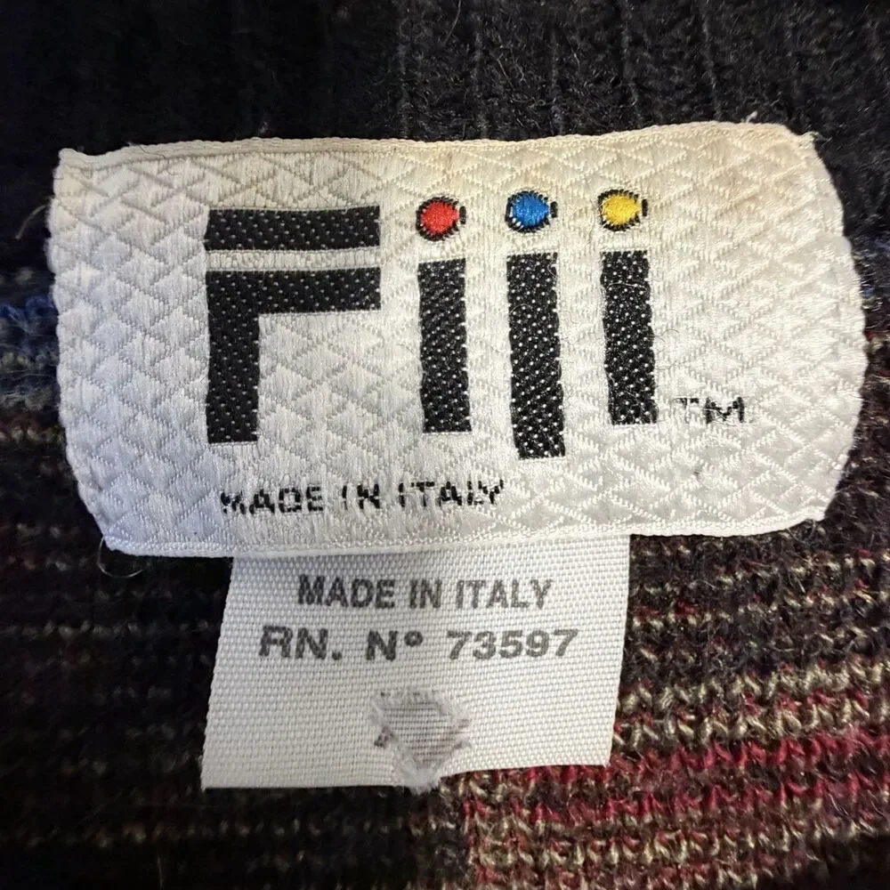 Vintage Men’s Store Italy Sweater L Geometric Pattern Knit 80s 90s Wool Blend